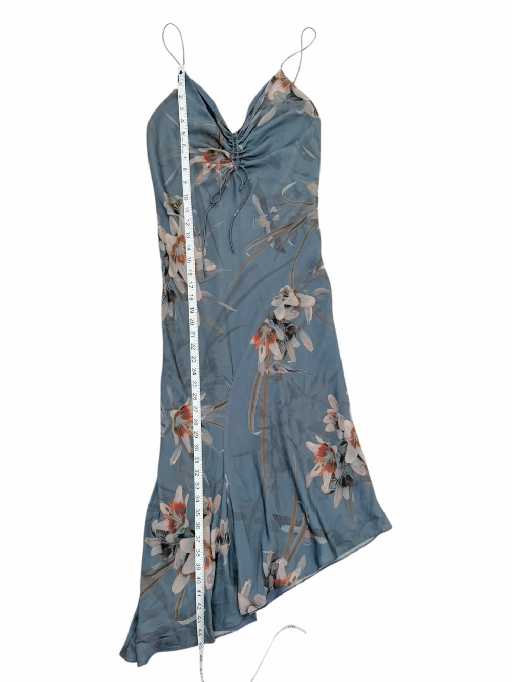 AllSaints Alexia Kuroyuri Blue Floral Silk Blend Midi Dress Size 4 - Picture 16 of 16